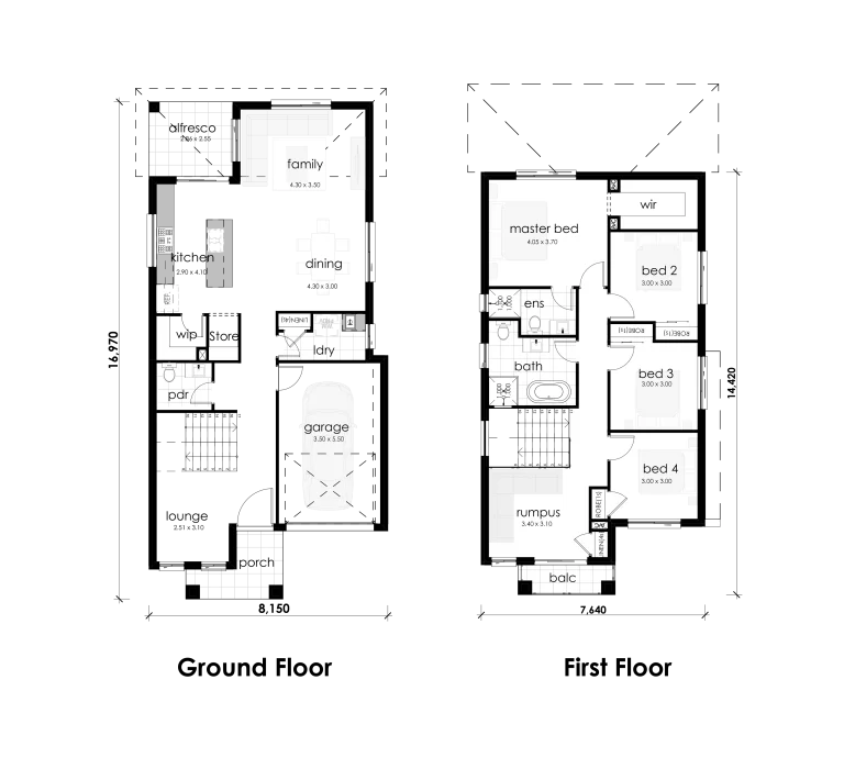blueprint of 2 storeys house