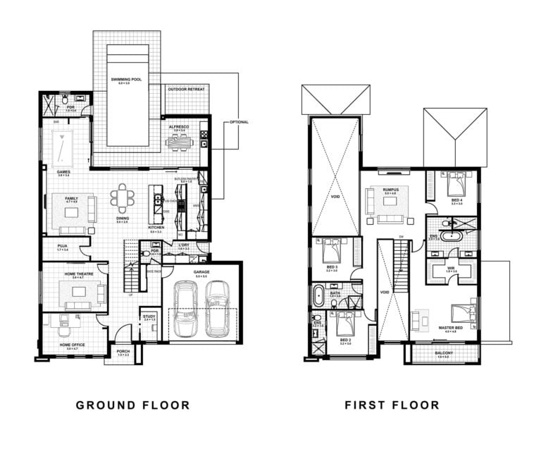 2 storey 4 bedroom house design plan
